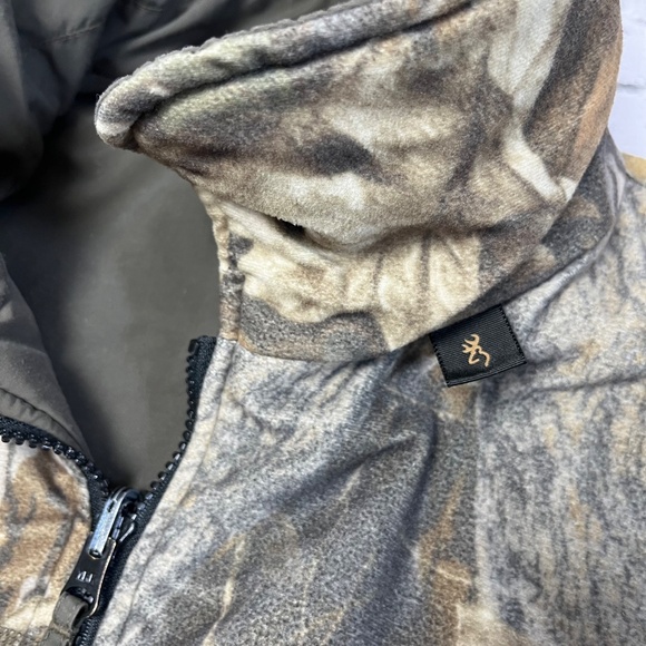 Browning Reversible Puffer Jacket Real Tree Camo/Olive Green Outdoor Full Zip - Picture 10 of 14